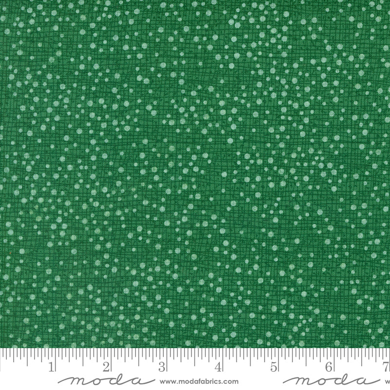 Winterly Quilt Fabric - Thatched Dotty in Pine Green  - 48715 44
