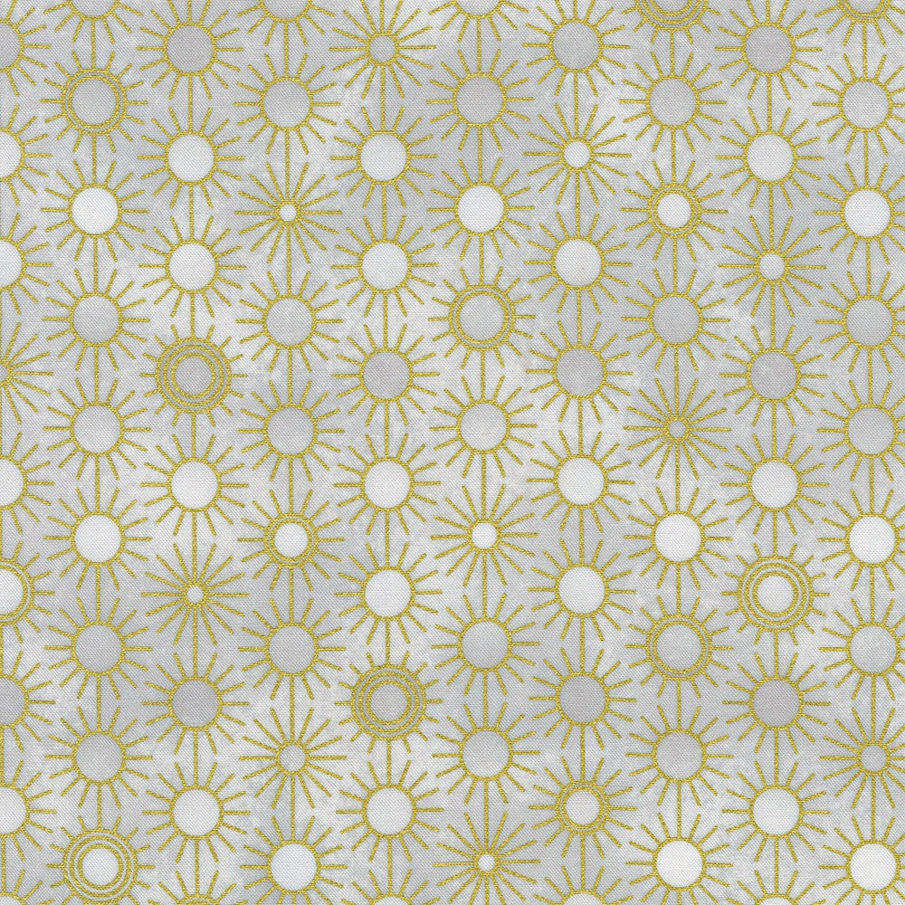 Wishwell Summerstone Quilt Fabric - Sunbursts in Steel Gray - WELDM-22878-185 STEEL