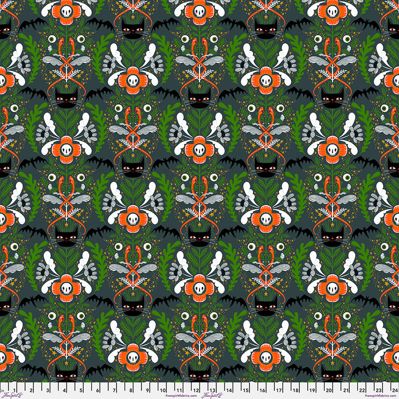 Witchy Ways Quilt Fabric - Cat Tower in Gray - PWCD141.XGRAY