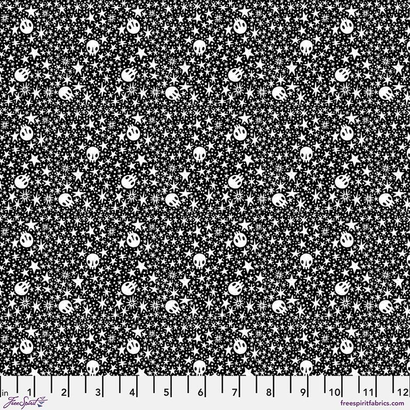 Witchy Ways Quilt Fabric - Starry Skulls in Black - PWCD146.XBLACK