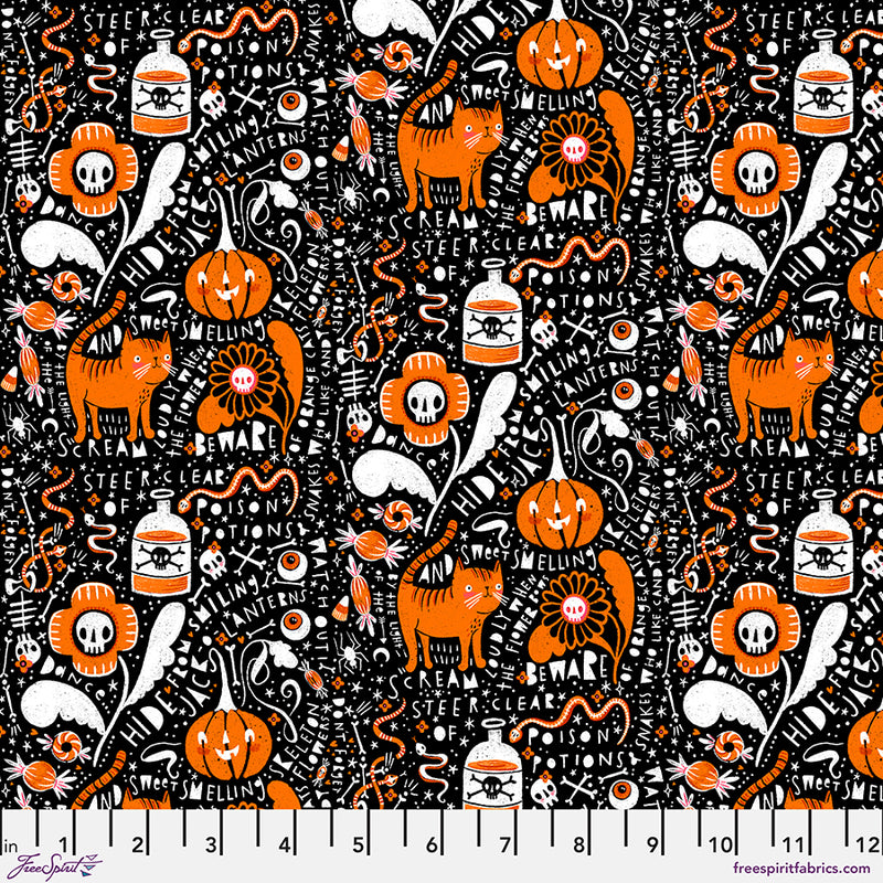 Witchy Ways Quilt Fabric - Graffiti in Black - PWCD142.XBLACK