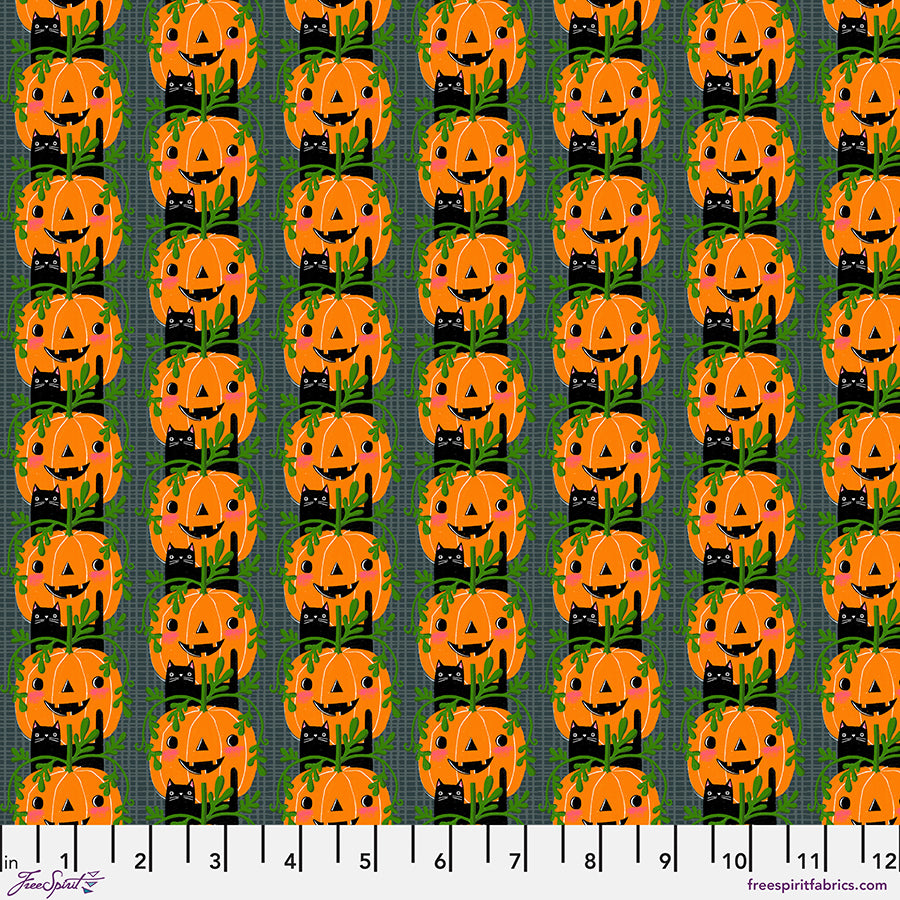 Witchy Ways Quilt Fabric - Kitty Rows in Gray - PWCD150.XGRAY