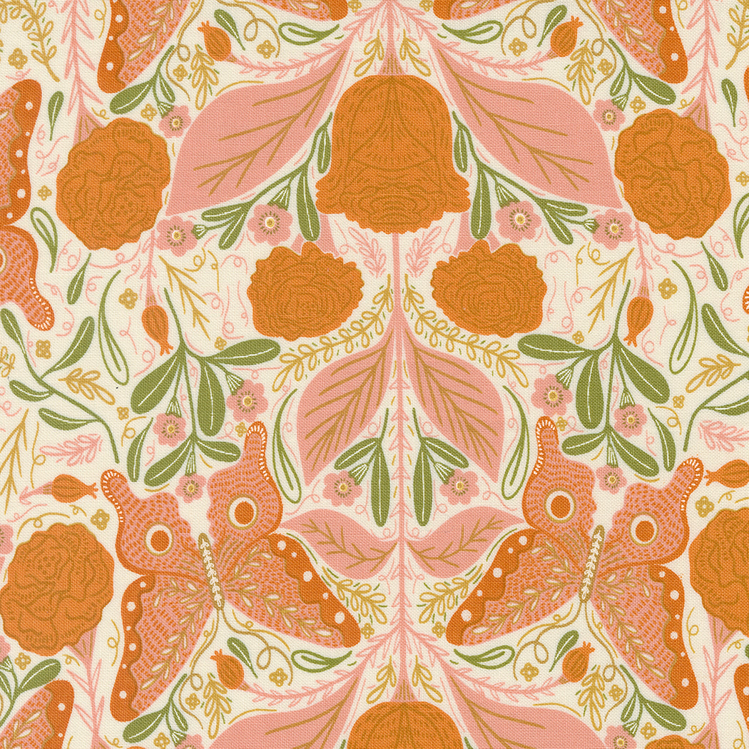 Woodland Wonder Quilt Fabric - Vintage Butterfly in Cloud Cream/Multi - 48391 11