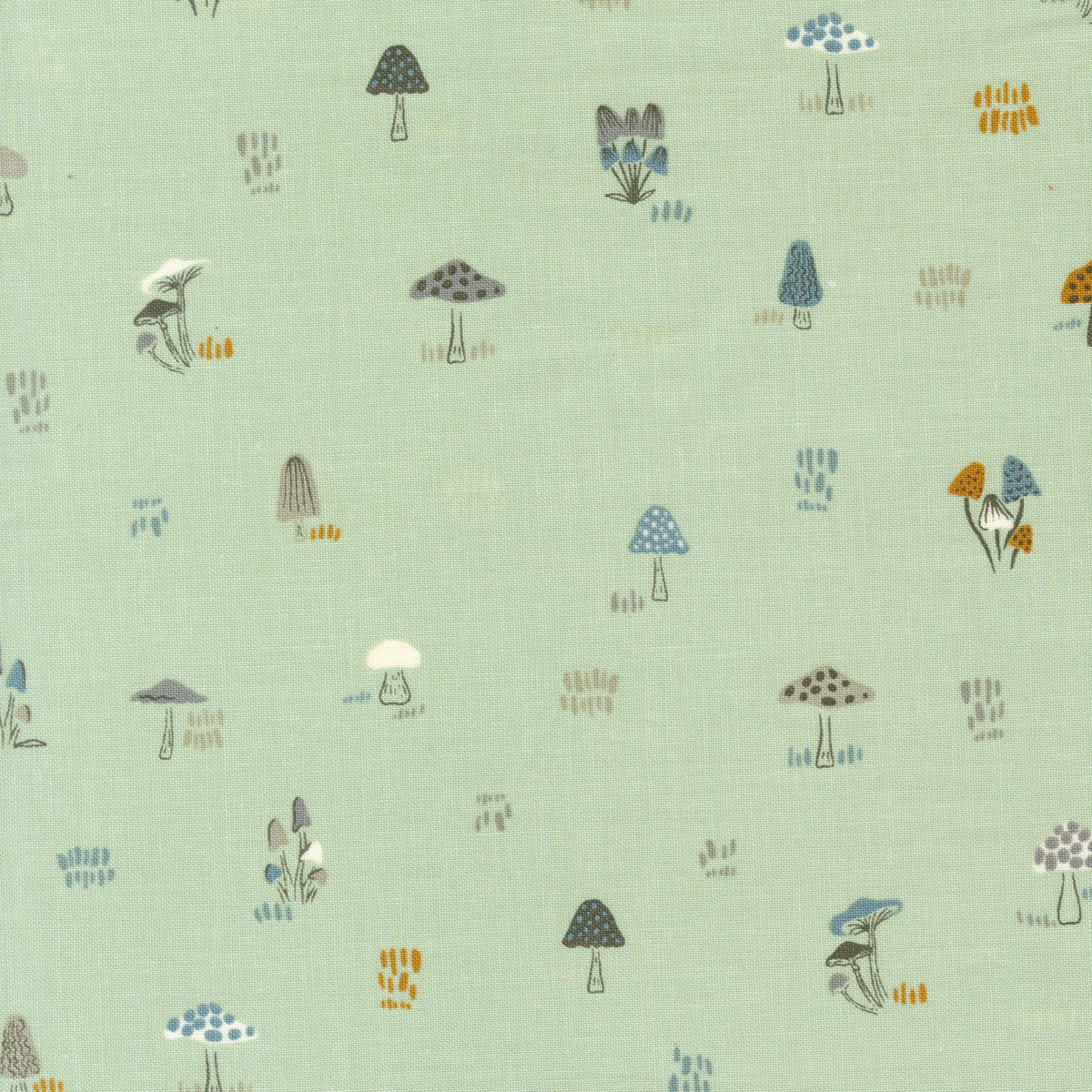 Woodland and Wildflowers Quilt Fabric - Micro Mushrooms in Pale Mint Green - 45585 20