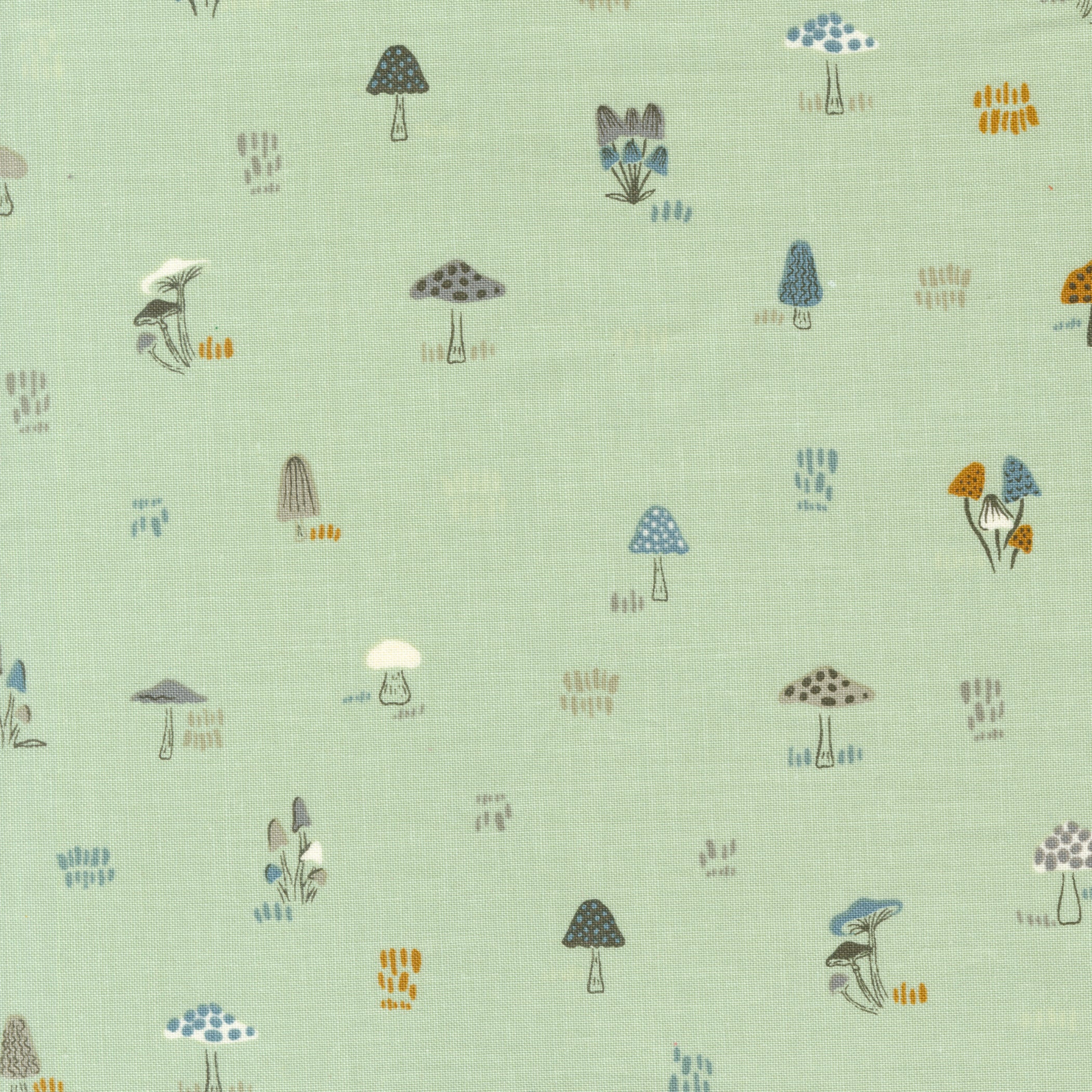 Woodland and Wildflowers Quilt Fabric - Micro Mushrooms in Pale Mint Green - 45585 20