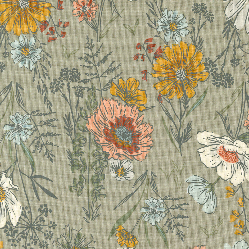 Woodland and Wildflowers Quilt Fabric - Wildflower Wonder in Taupe - 45580 13