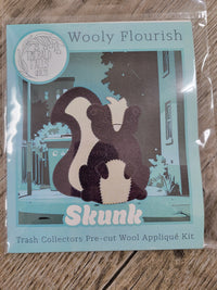 Wooly Flourish Trash Collectors Skunk Wool Applique Kit by Lynn Christiansen - WFSKUNK