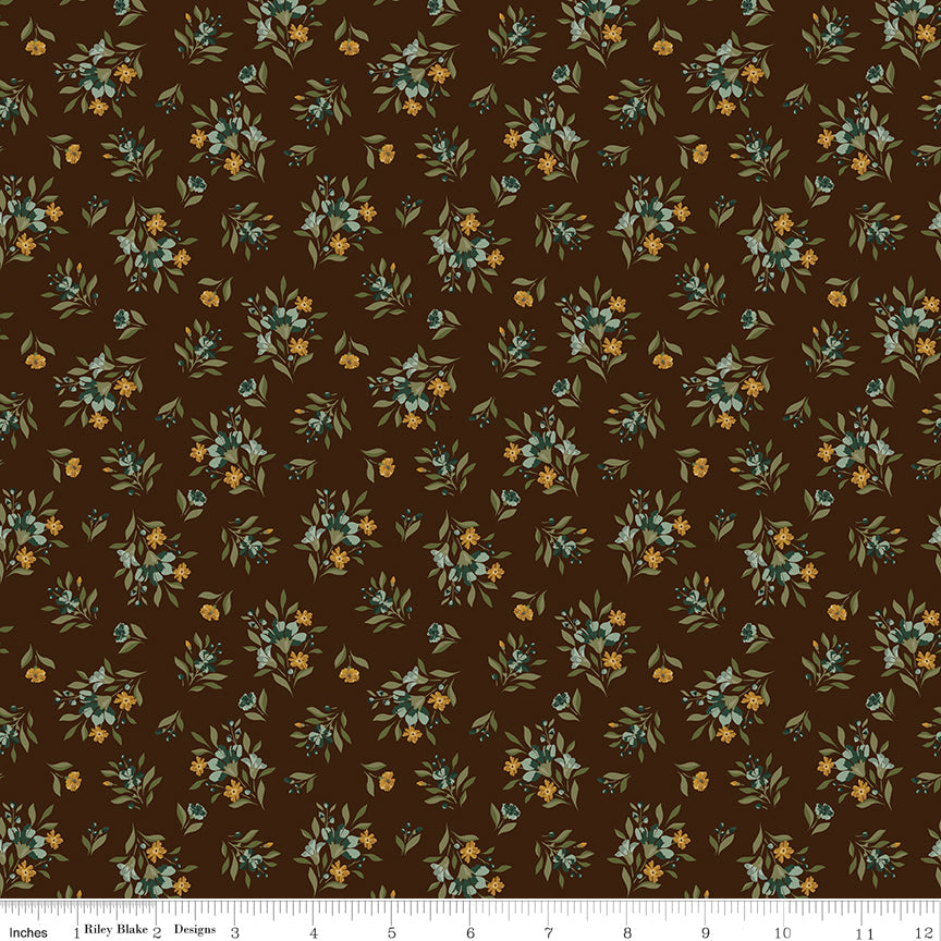 Worth Repeating Quilt Fabric - Floral in Coffee - C18261-COFFEE