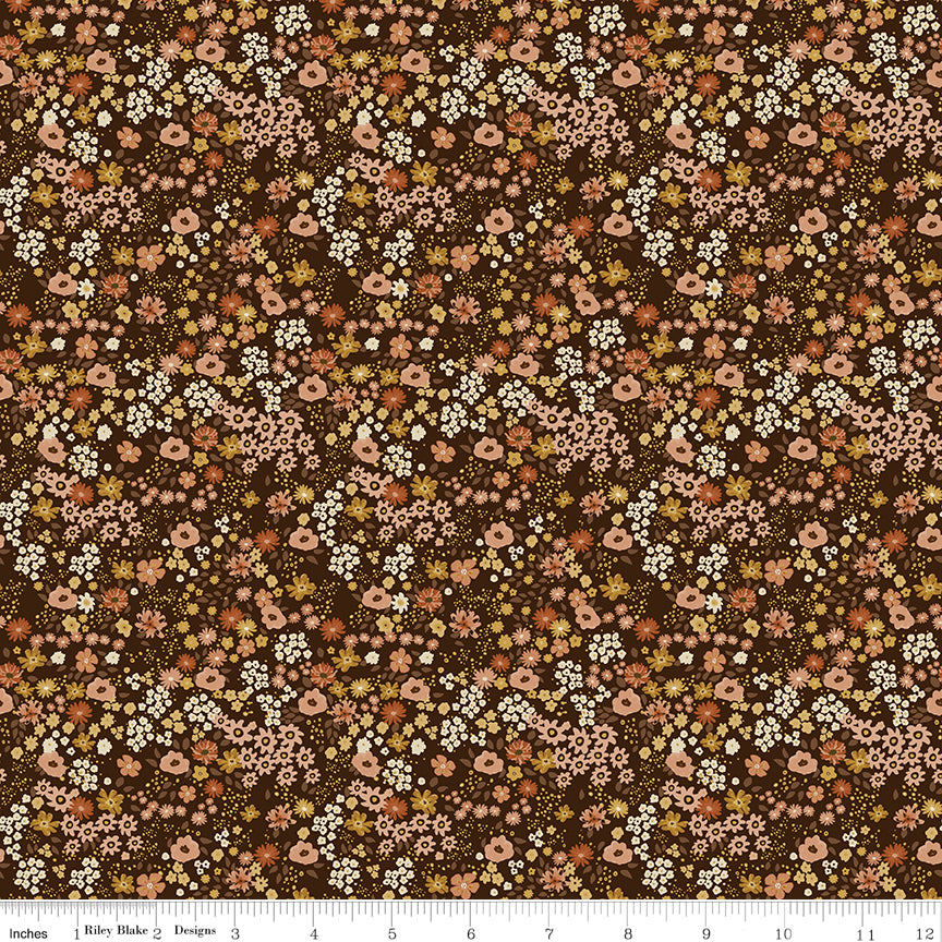 Worth Repeating Quilt Fabric - Flower Garden in Coffee - C18262-COFFEE