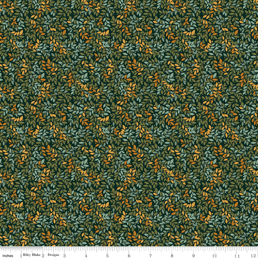 Worth Repeating Quilt Fabric - Leaves in Dark Green - C18263-DKGREEN