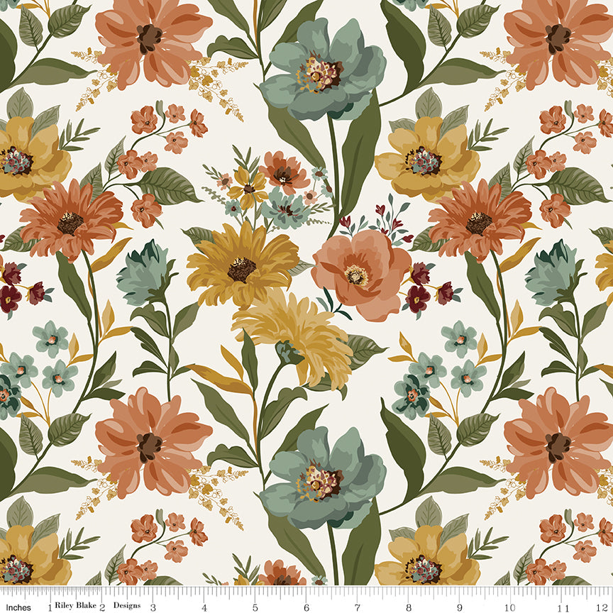 Worth Repeating Quilt Fabric - Main Floral in Cloud/Multi - C18260-CLOUD