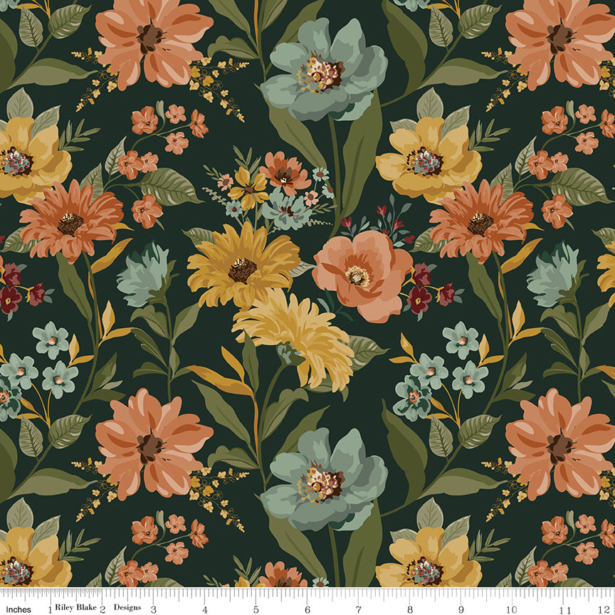 Worth Repeating Quilt Fabric - Main Floral in Dark Green - C18260-DKGREEN