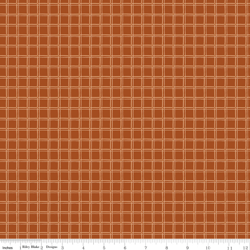 Worth Repeating Quilt Fabric - Plaid in Rust - C18265-RUST