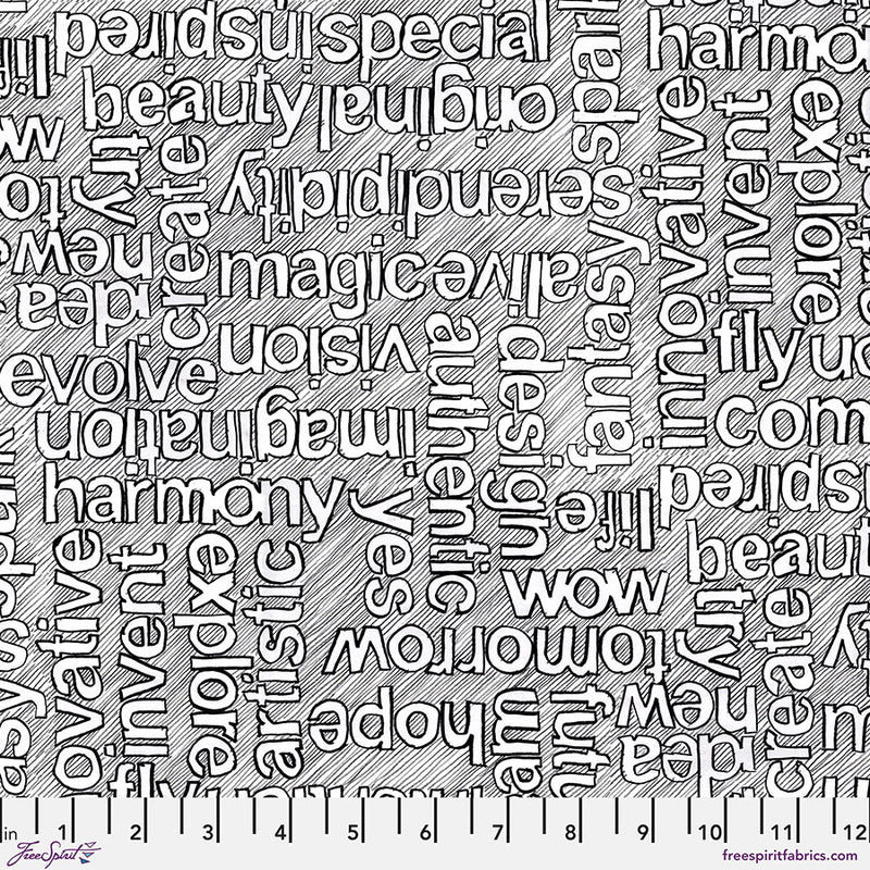 Writing on the Wall Quilt Fabric - Well Worded in White - PWWR999.WHITE