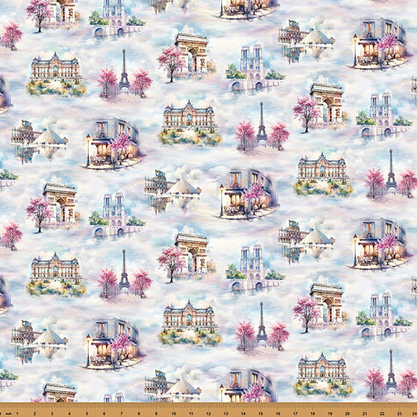 Bonjour Belle Quilt Fabric - Paris in Lilac - X5723-30-LILAC