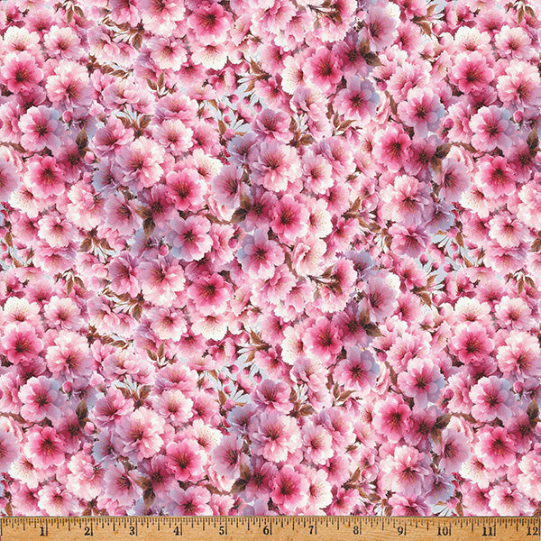 Bonjour Belle Quilt Fabric - Cherry Blossoms in Pink - X5725-12-PINK