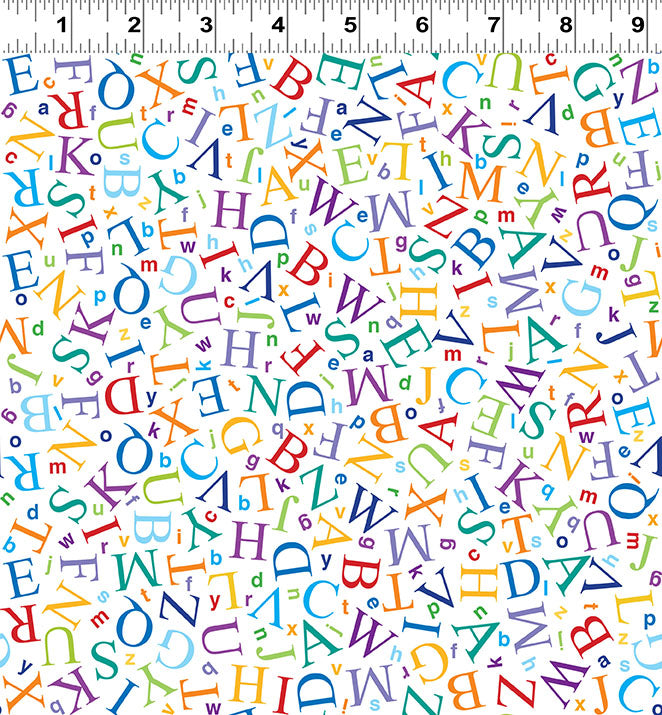 Amazing Alphabet Quilt Fabric - Digital Letters in White - Y4757-1