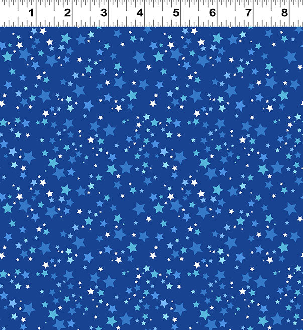 Amazing Alphabet Quilt Fabric - Digital Stars in Blue - Y4758-90