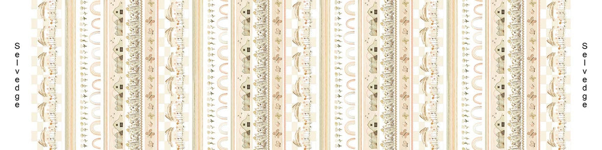 You Are My Sunshine Quilt Fabric - Farm/Bunny Stripe in Multi - 1469-42