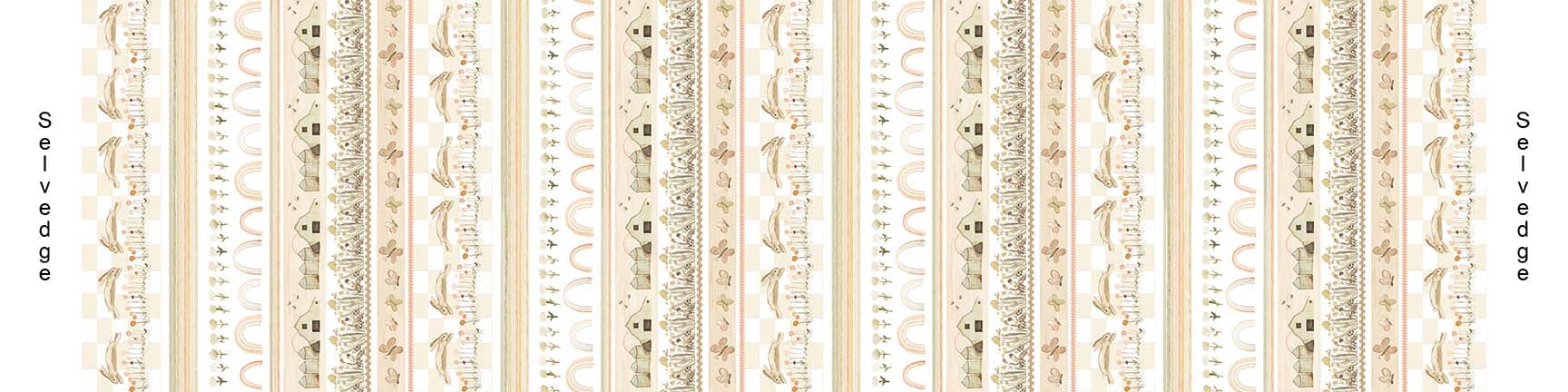 You Are My Sunshine Quilt Fabric - Farm/Bunny Stripe in Multi - 1469-42