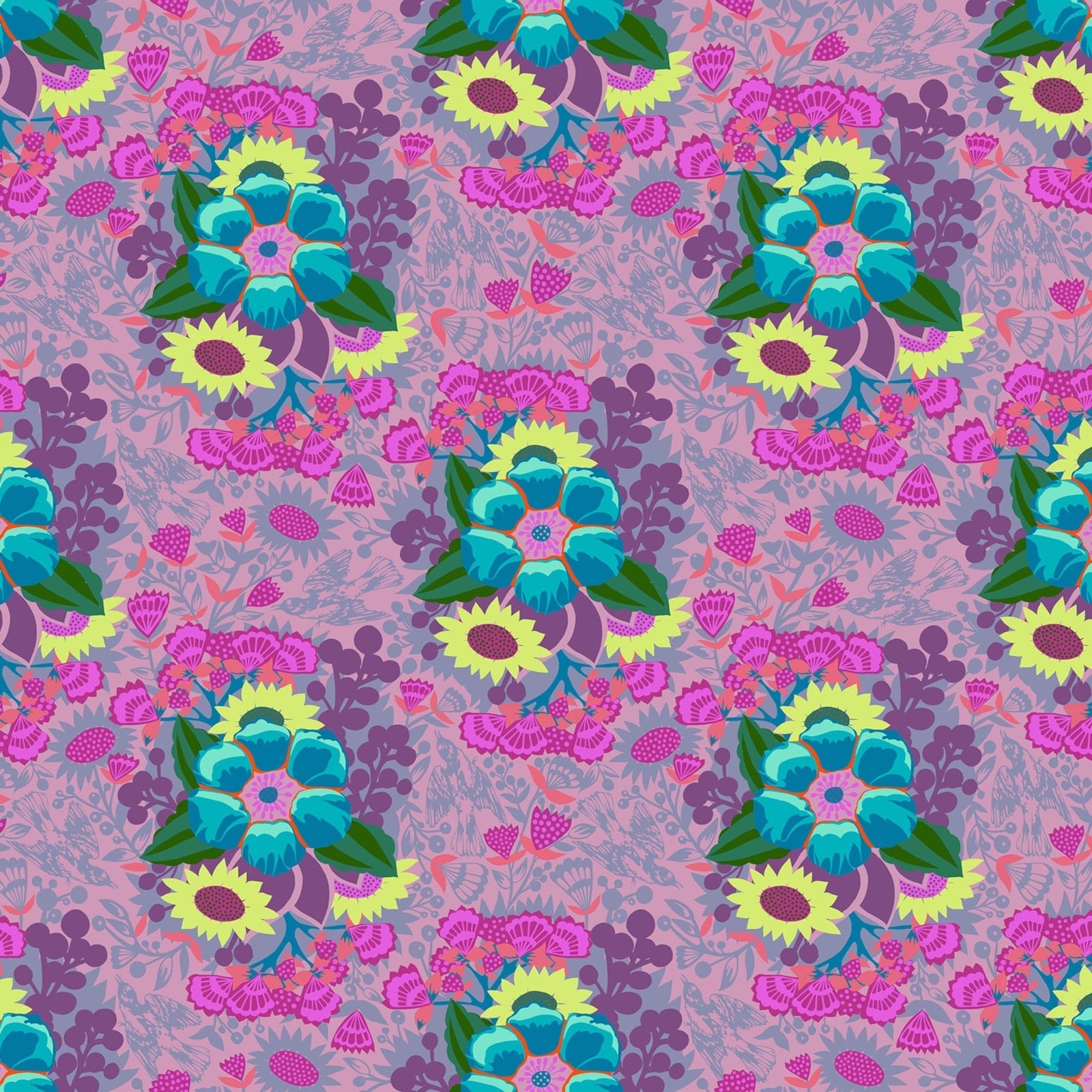 Anna Maria Overdressed Quilt Fabric - Centerpiece in Grape - AMT150-83V