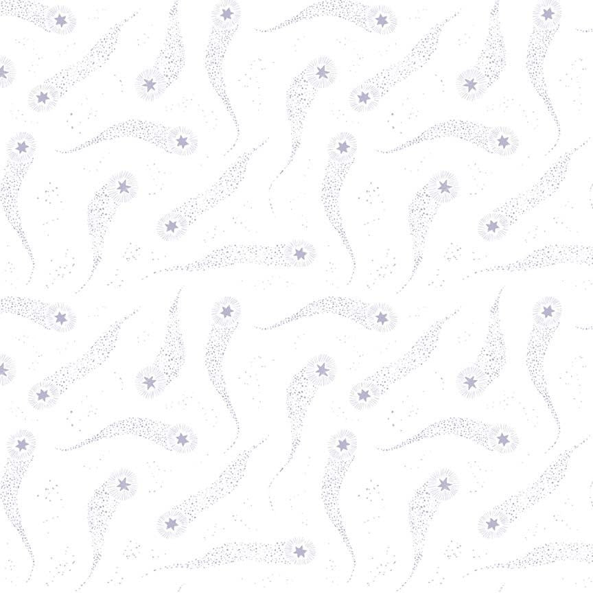 Fairy Solstice Quilt Fabric - Comets in White- STELLA-DRR3363-WHITE