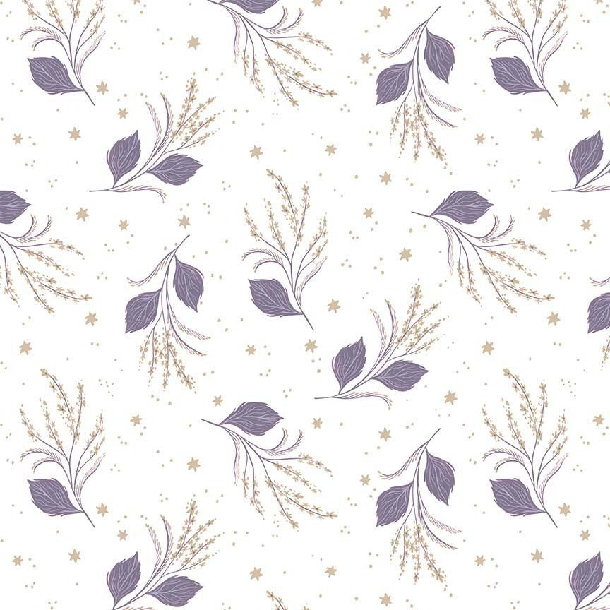 Fairy Solstice Quilt Fabric - Star Lily in White- STELLA-DRR3364-WHITE