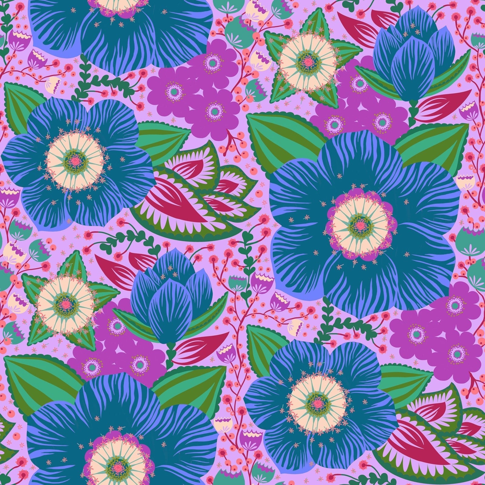 Anna Maria Overdressed Quilt Fabric - Honorable Mention in Cobalt - AMT149-83L
