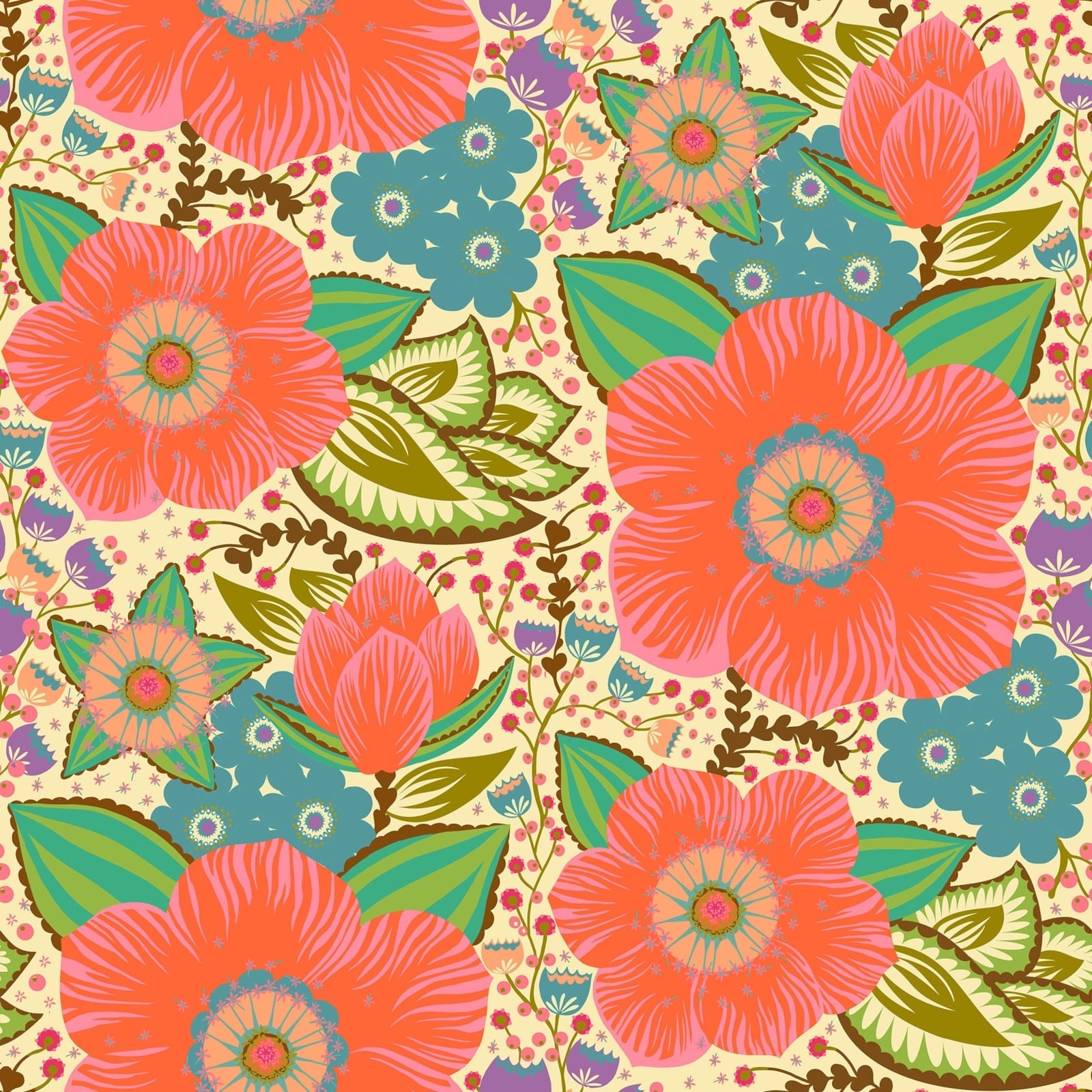 Anna Maria Overdressed Quilt Fabric - Honorable Mention in Coral - AMT149-12V