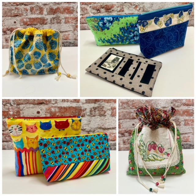 Zippered Pouches and Drawstring Bag Class with Emma Jane