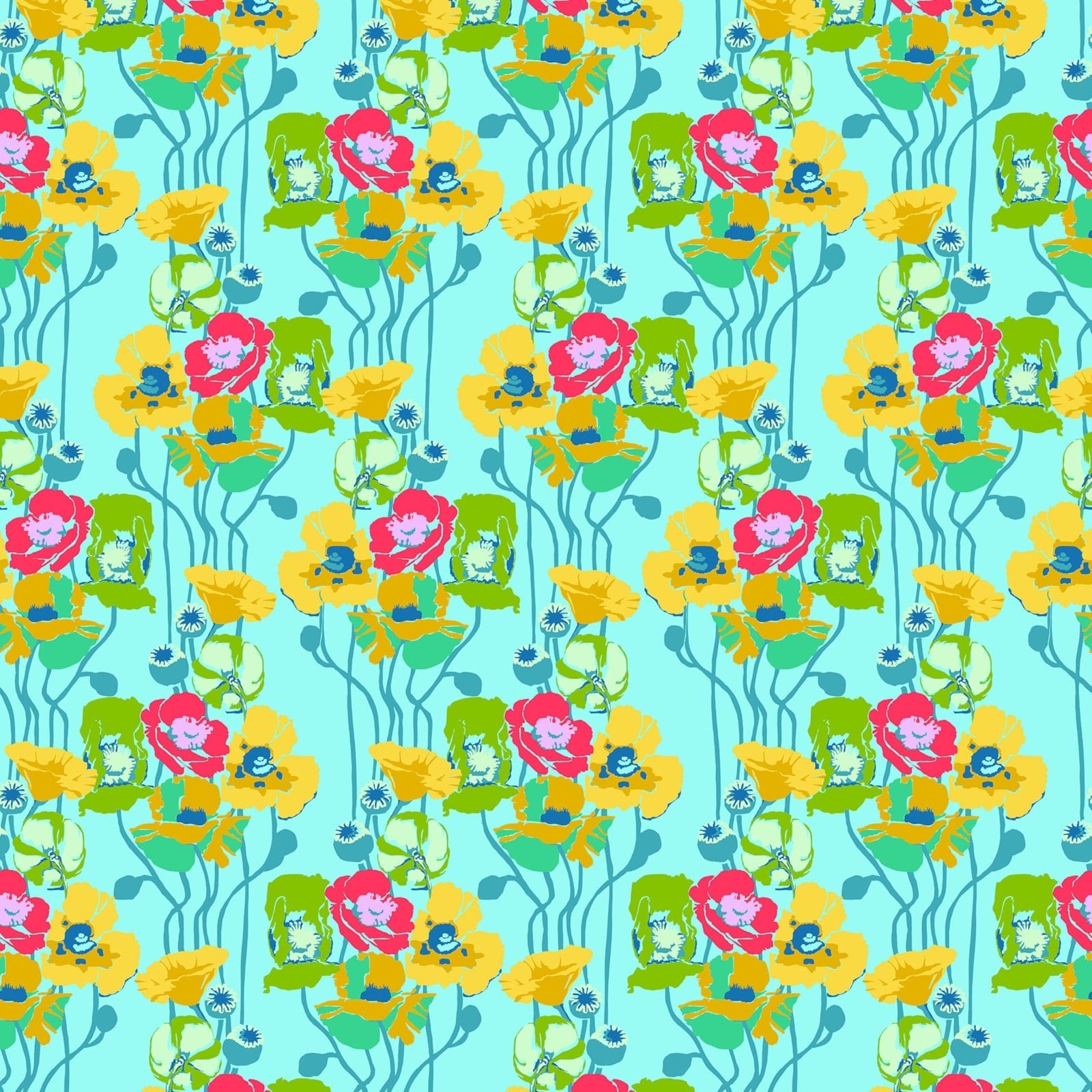 Anna Maria Overdressed Quilt Fabric - Pouring Poppies in Clear - AMT151-40C