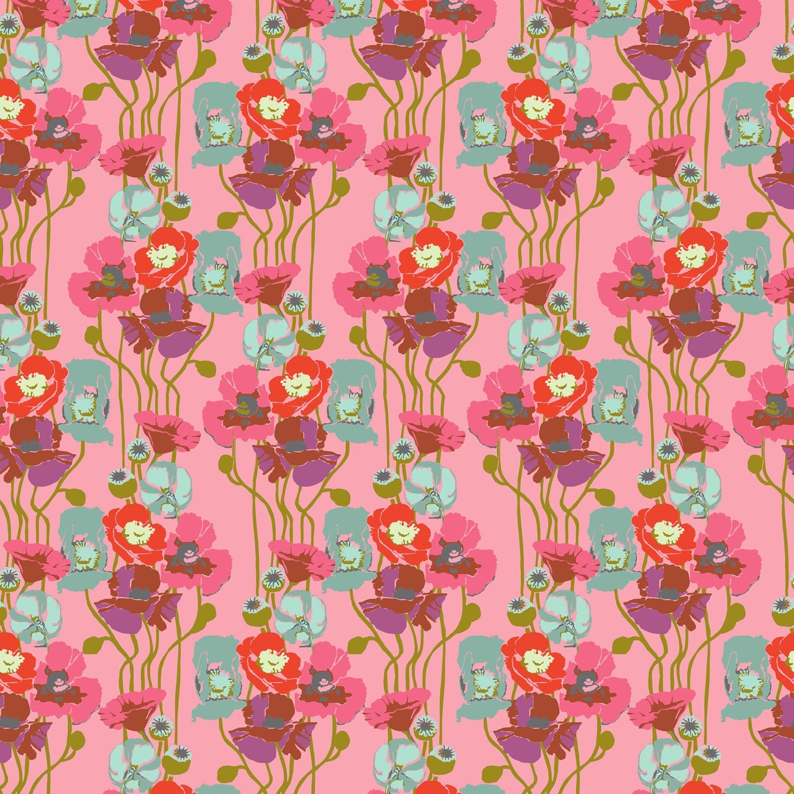 Anna Maria Overdressed Quilt Fabric - Pouring Poppies in Haze - AMT151-23V