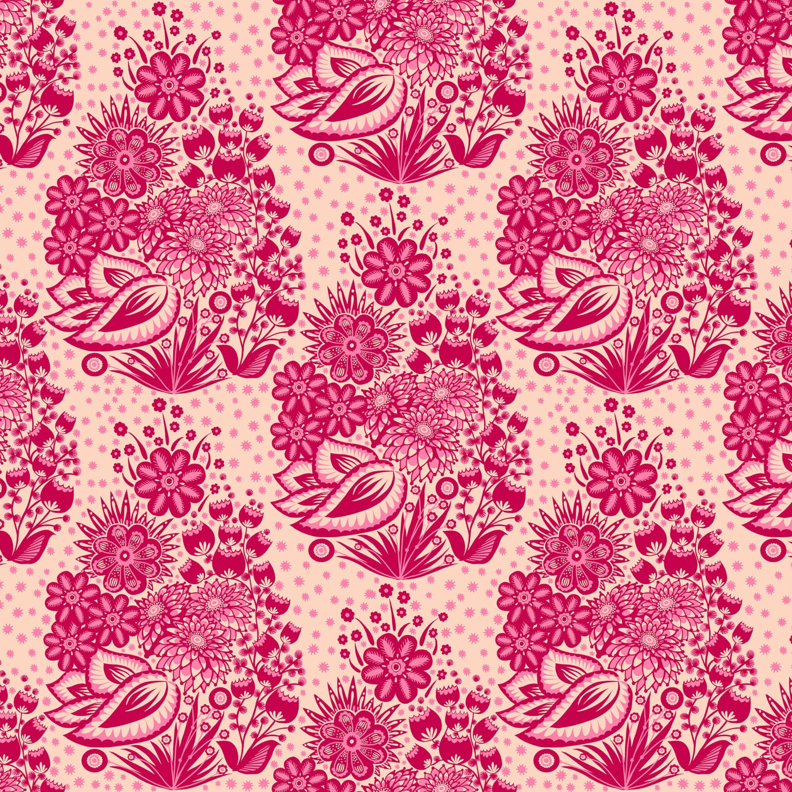 Anna Maria Overdressed Quilt Fabric - Totem in Red - AMT152-25L