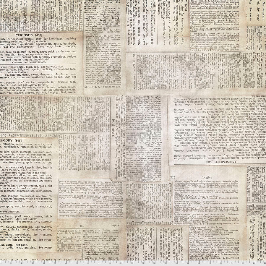 108" Eclectic Elements Quilt Backing Fabric by Tim Holtz - Dictionary in Neutral (Cream/Tan) - QBTH006.NEUTRAL