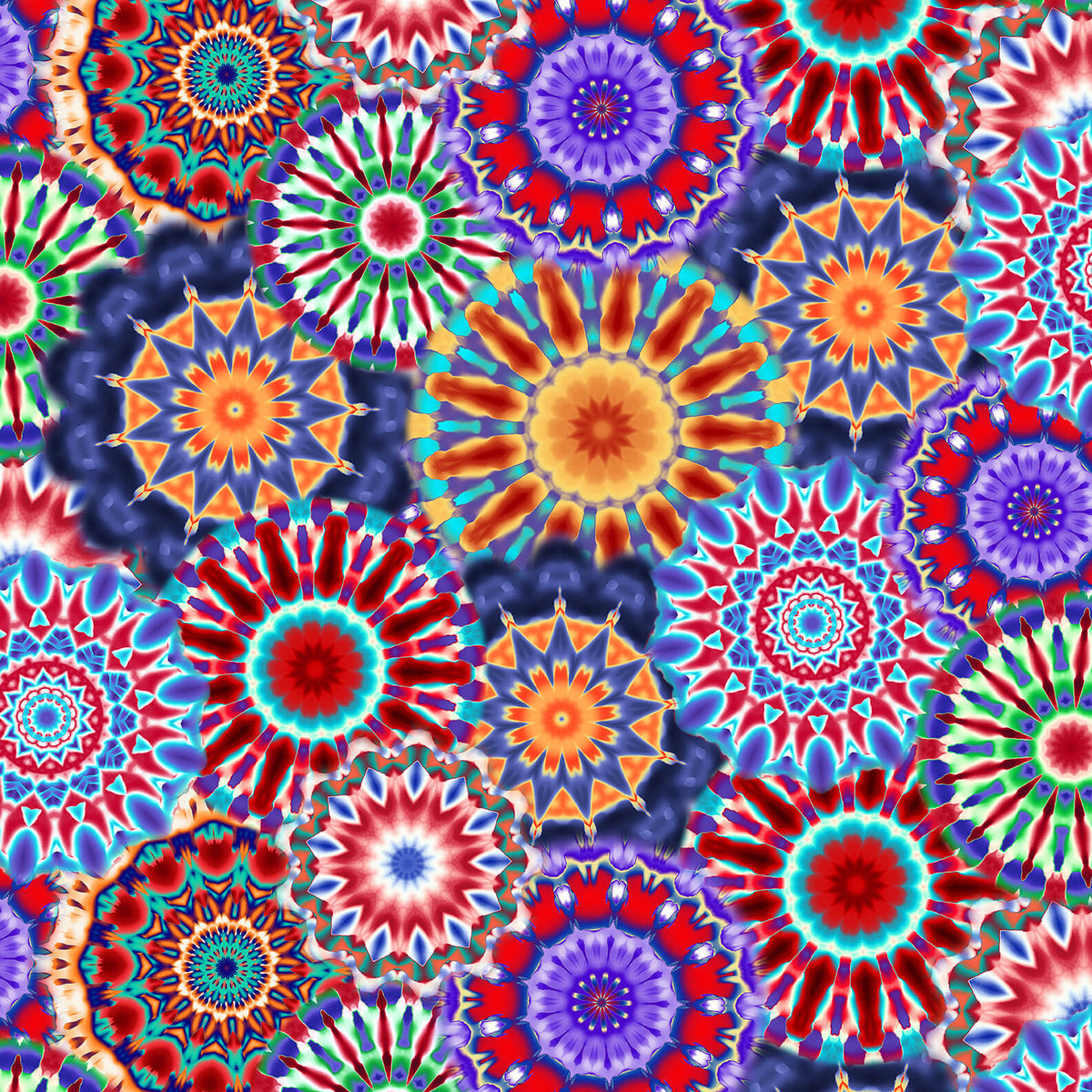 108" Radiance Quilt Backing Fabric - Kaleidoscope in Blue/Multi - 9885-70
