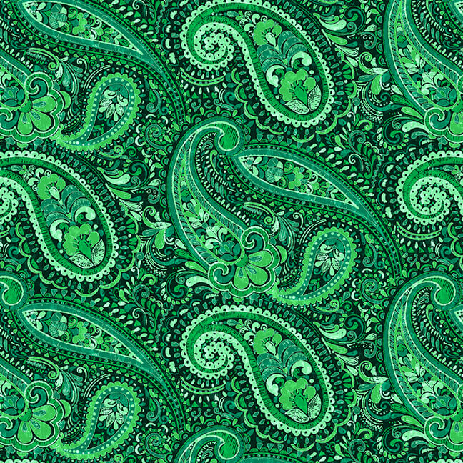 108" Shelby Quilt Backing Fabric - Paisley in Emerald Green - 1738-66