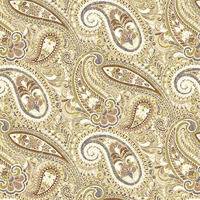 108" Shelby Quilt Backing Fabric - Paisley in Tan - 1738-41