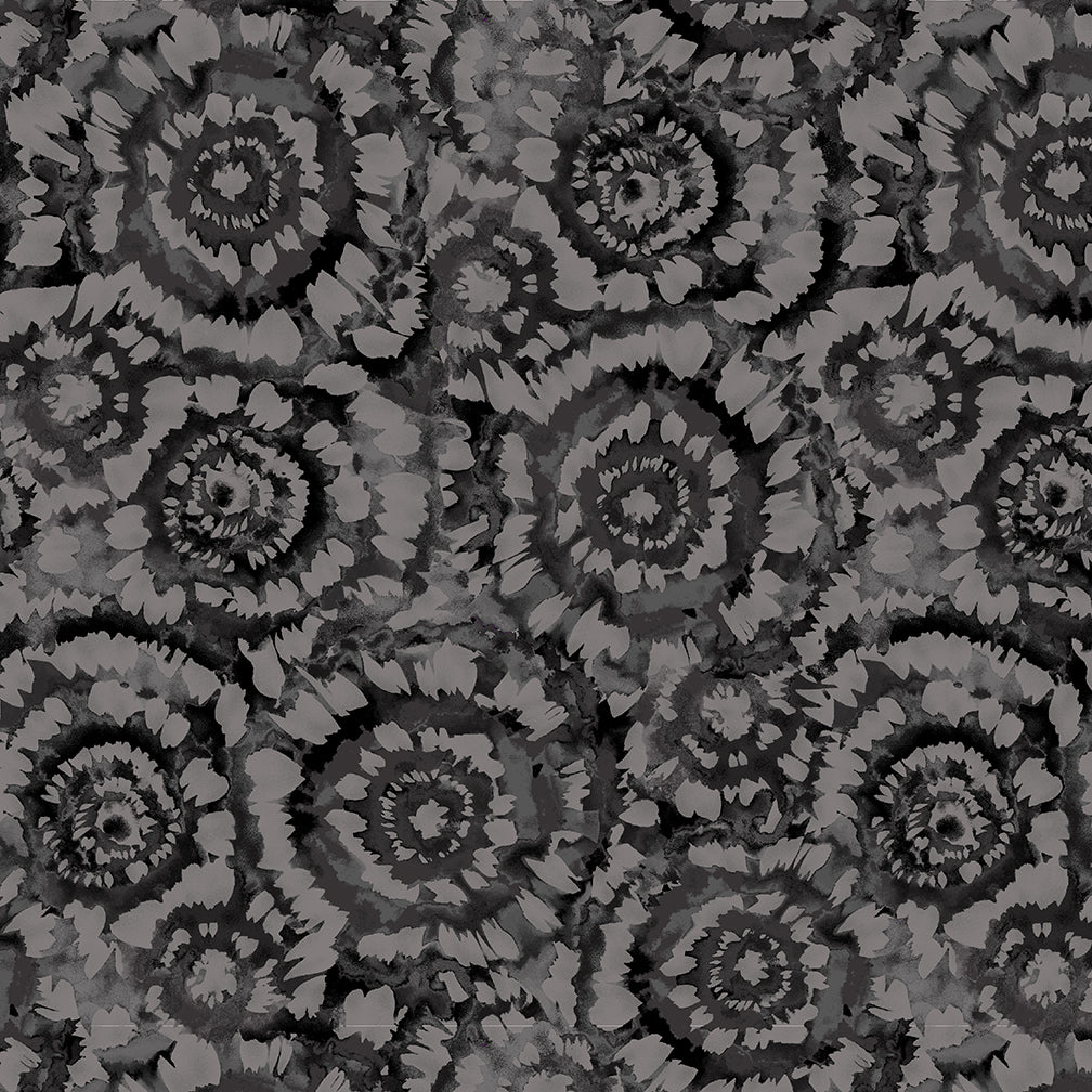 108" Spin Art Quilt Backing Fabric - Charcoal Gray/Black - 5401-99