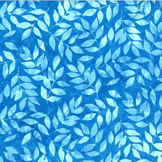 2023 Hoffman Challenge Bali Batik Quilt Fabric - Leaves in Delta Blue/Aqua - U2498-578