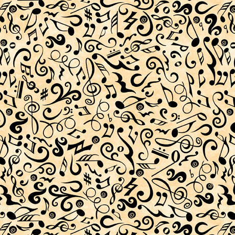 Tiny Tunes Quilt Fabric - Music Notes in Cream - 1649-28559-E