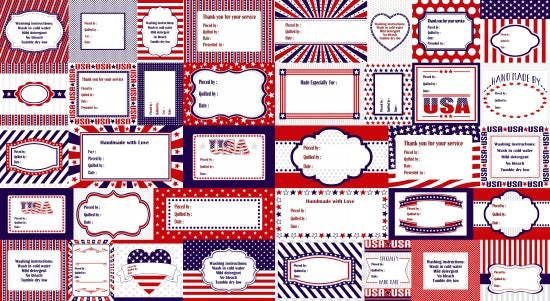 Red, White, and Starry Blue - Label Panel - 3980P-78 - SOLD AS A 24" PANEL