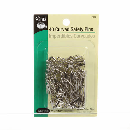 40 Curved Safety Pins - Size 2, 1 1/2" - 7216