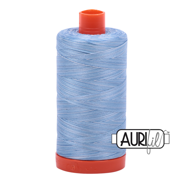 Aurifil 50 wt cotton thread, 1300m, Variegated Stone Washed Denim (3770)