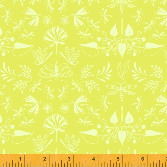 Aerial Quilt Fabric - Wingspan (Tone on Tone Floral) in Chartreuse Green - 52180-6