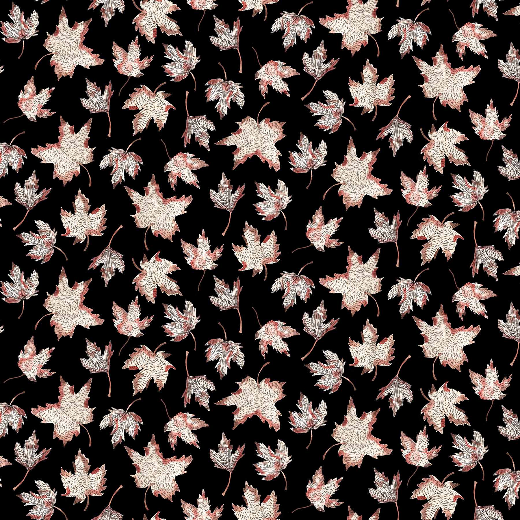 After the Rain Quilt Fabric - Maple Leaves on Black - 90162 99