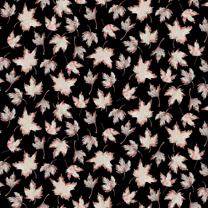 After the Rain Quilt Fabric - Maple Leaves on Black - 90162 99