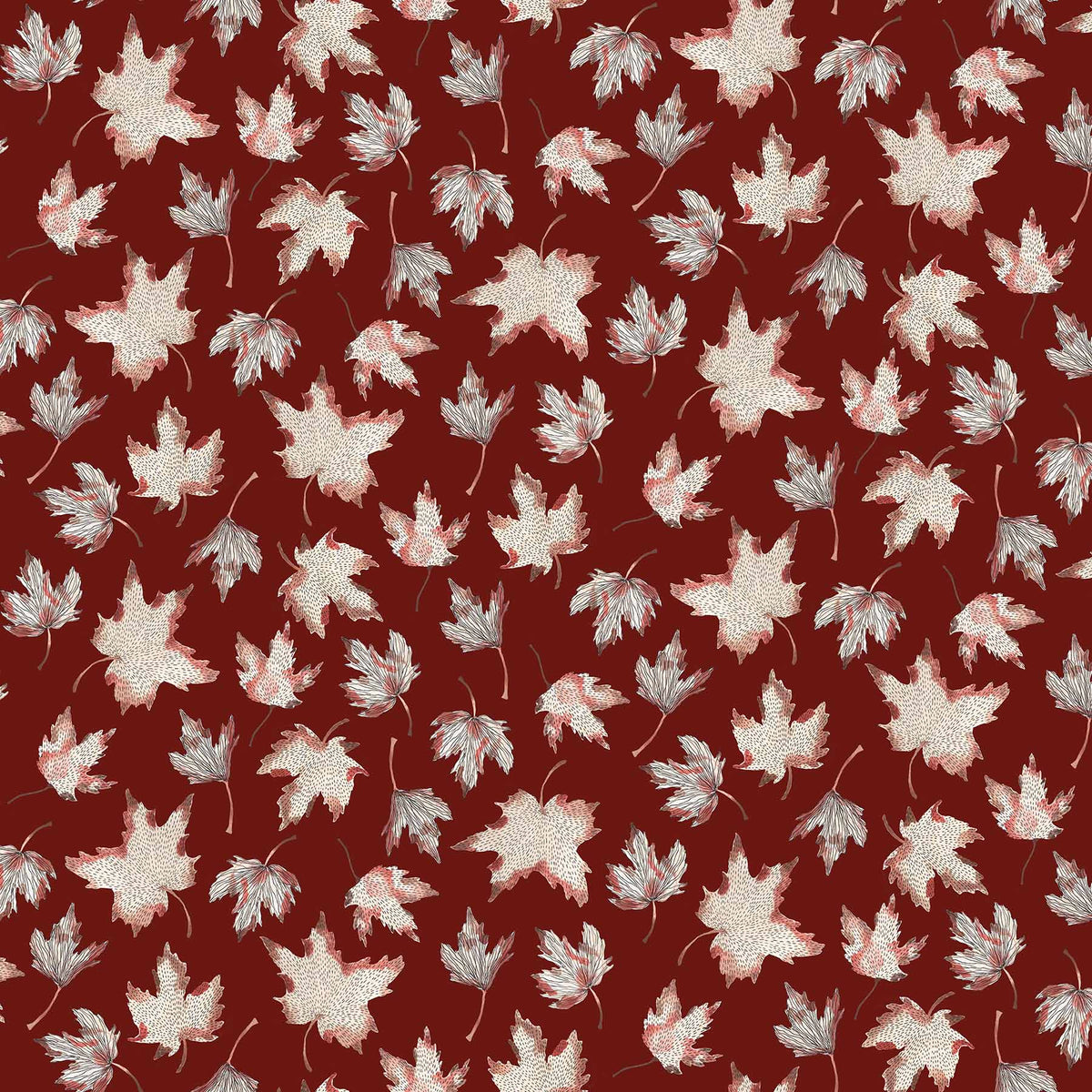 After the Rain Quilt Fabric - Maple Leaves on Mulberry Brown - 90162 29
