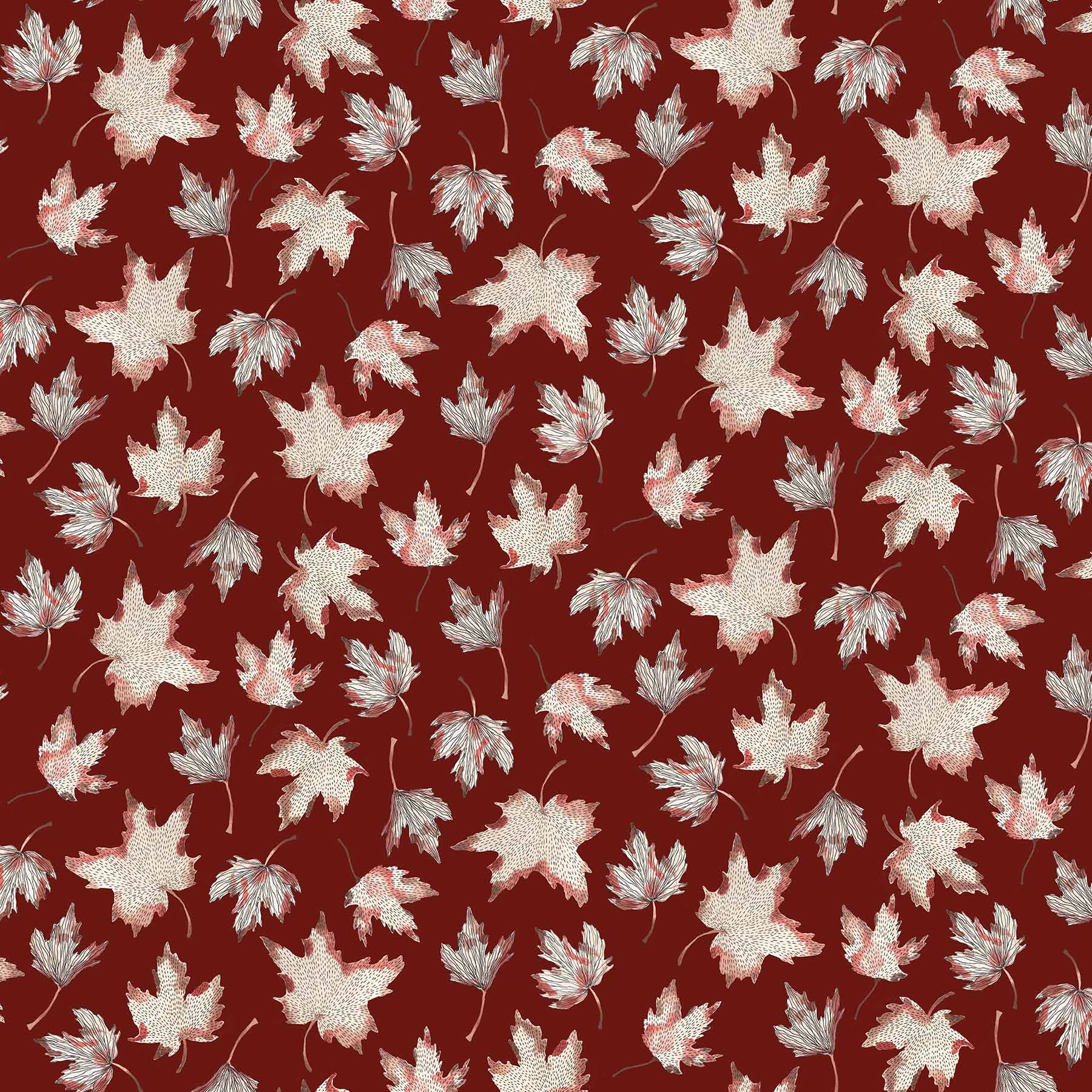 After the Rain Quilt Fabric - Maple Leaves on Mulberry Brown - 90162 29