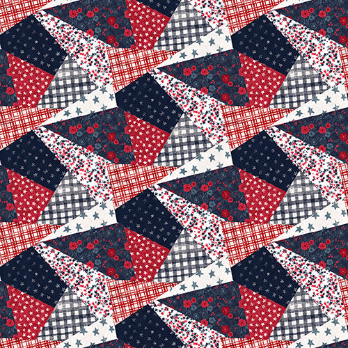 American Dreamer Quilt Fabric - Pieced Patchwork in Multi - 20243-MLT