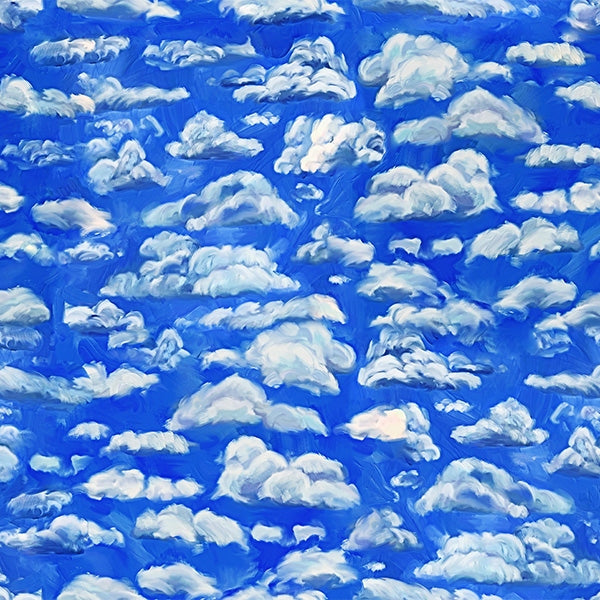An Artist's Wonderland Quilt Fabric - Clouds in Clouds Royal Blue - T4896-288